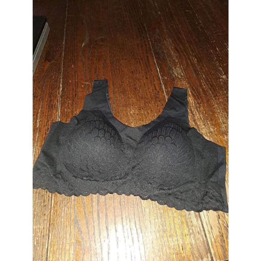 New XXL Fits Like XL Black Lacey Bralette Workout Yoga Loungewear Sleep Bra NWT